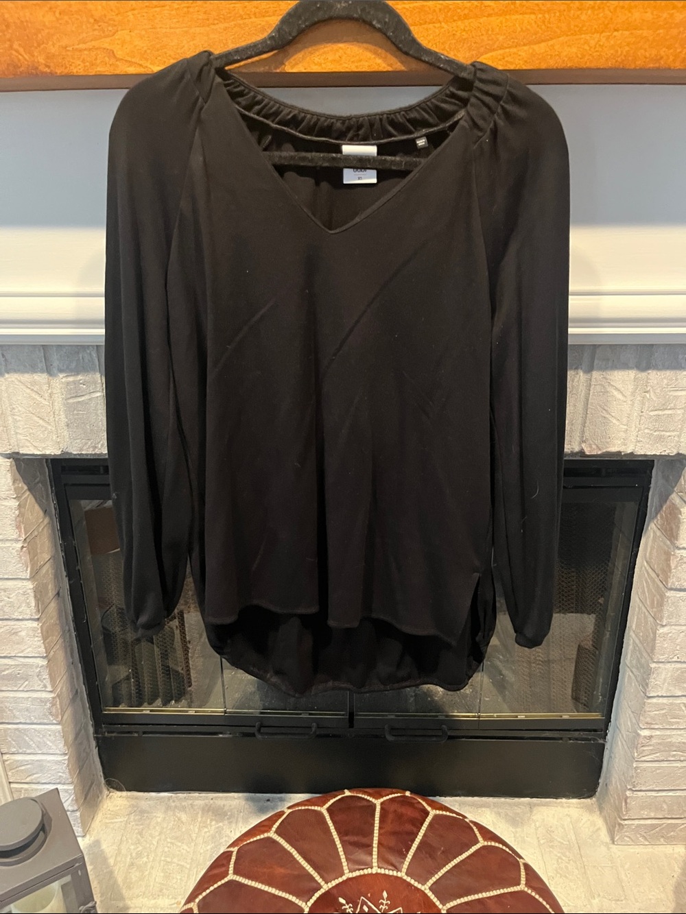 CAbi Black V-Neck Long Sleeve Blouse